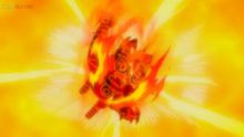 Torracat de Ash usando Desquite contra el Incineroar del profesor Kukui.