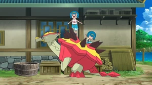 Sarah y Harper jugando encima de Turtonator