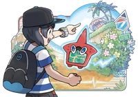 Artwork del protagonista usando la RotomDex.