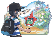 Artwork del protagonista usando la RotomDex.