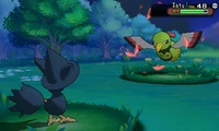 Murkrow usando ataque ala en la sexta generación.