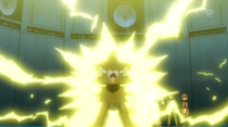 Luxray de Clemont/Lem usando campo eléctrico. Libera mucha electricidad...