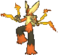 Imagen de Mega-Blaziken variocolor en Pokémon X, Pokémon Y, Pokémon Rubí Omega, Pokémon Zafiro Alfa, Pokémon Sol y Pokémon Luna