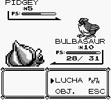 Bulbasaur usando gruñido en la primera generación.