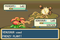 Venusaur usando planta feroz en la tercera generación.