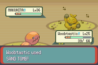 Trapinch usando bucle arena en la tercera generación.