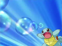 Squirtle del equipo de rescate usando burbuja.