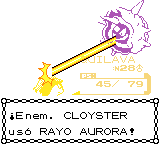 Cloyster usando rayo aurora en la segunda generación.