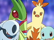 Squirtle y Combusken vs Flygon y Absol.