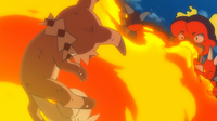 Un Magmar usando lanzallamas contra el Rockruff de Ash.