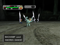Machamp usando danza espada en Pokémon XD: Tempestad oscura.
