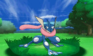 Greninja nuevo Pokémon de tipo agua y tipo siniestro, evolución de Frogadier.