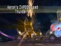 Zapdos usando trueno en Pokémon Battle Revolution.