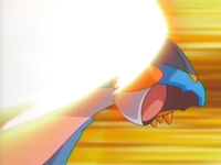 Swampert de Tucker/Tactio usando puño dinámico.