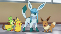 Eevee en el instituto junto a Glaceon en el EP1176.