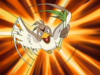 Un Farfetch'd usando danza espada.