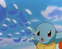 Squirtle de Ash usando burbuja en la P01.