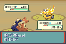 Hariyama usando desarme en la tercera generación