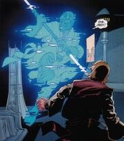 Holograma de Darth Maul en estado sólido.