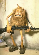  con su rifle de caza 84-U.