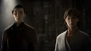 Dooku y Qui-Gon Jinn intentan localizar al hijo del Senador Dagonet.