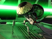 Un droide zumbador casi alcanzado por un .