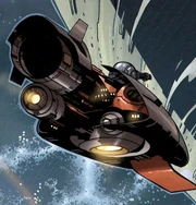 La parte trasera de un carguero ligero clase Gladius.