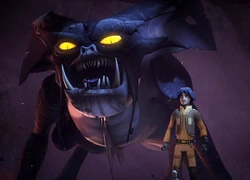 Ezra Bridger convocó a un gran fyrnock recurriendo al lado oscuro.