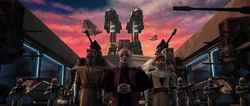 Durante las Guerras Clon, el Alto Consejo dirigió el esfuerzo bélico de la República bajo el mandato del Canciller Palpatine.