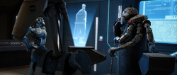 Trench habla con el Conde Dooku.