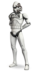 Soldado clon piloto Warthog con su casco personalizado de Fase II