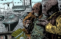 Una familia aqualish espera la salida de Coruscant durante la Crisis Separatista.