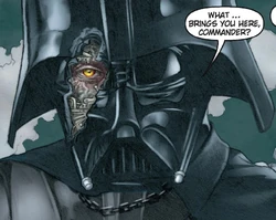 Vader con la armadura dañada luego de interrumpir el 