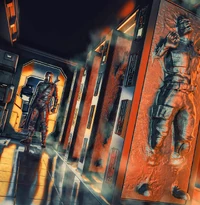 Djarin en la bodega de carga del Razor Crest