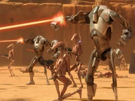 Battle droids on Geonosis