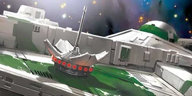 Un rastreador XX-23 pegado al casco de un caza estelar.