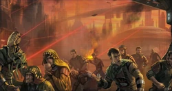 Los civiles de la República huyen de las merodeadoras fuerzas Sith.
