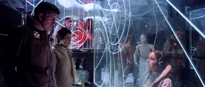 El general Rieekan y la princesa Leia Organa durante la Batalla de Hoth.
