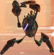  atacá a un droide cangrejo de cuatro patas mientras monta su espalda.