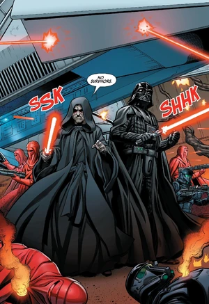 Skywalker sucedió a Darth Tyranus como aprendiz de Sidious, convirtiéndose en el Lord Sith Darth Vader, e impuso el Imperio Galáctico que forjaron.