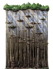 Aldea del Árbol Brillante, vista lateral