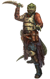 Un Barabel empuñando un arma similar a un cuchillo