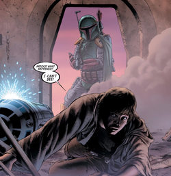 Boba Fett attacks Luke Skywalker