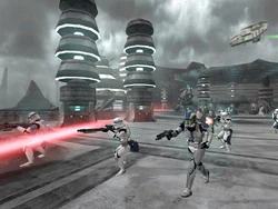 La Legión 501 se enfrenta a las fuerzas Separatistas en Mygeeto mientras ejecuta una misión para el Canciller Palpatine.