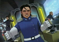 La Capitana Casset intenta dirigir el Ruta Legado alrededor del obstáculo.