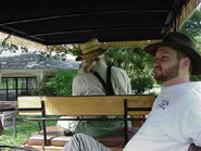 Devin takes a ride in the wagon