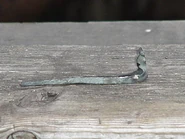 A nail made by the Old City Park blacksmith