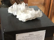 Quartz, the official state mineral of Arkansas, on display at a visitor's center