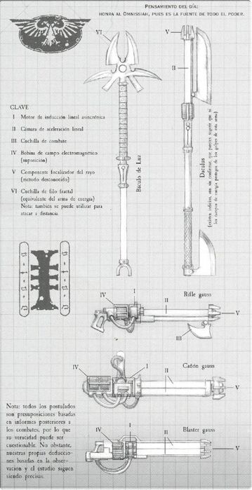 Rifle Gauss Blaster Cañon Daculus Armamento Necron Wikihammer