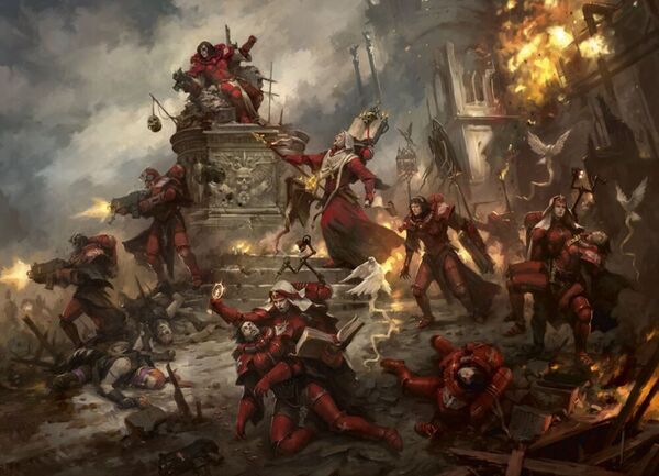 Sororitas orden rosa ensangrentada batalla